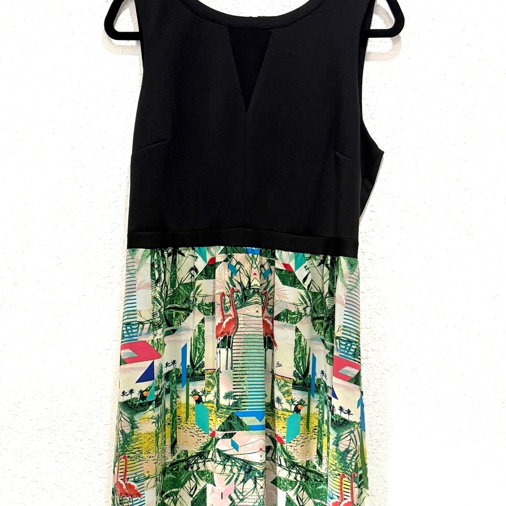 Nicole by Nicole Miller Black Top Green Tropical Print Maxi Skirt 14 - Picture 8 of 10